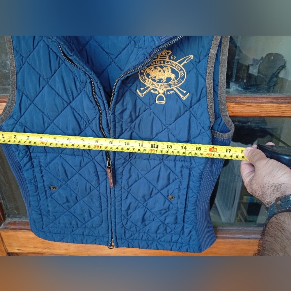 Ralph Lauren Navy Quilted Vest with Tan Accents - Picture 6 of 7